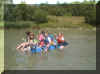 Raft building school group image available for youth clubs scouts,guides, and corporate